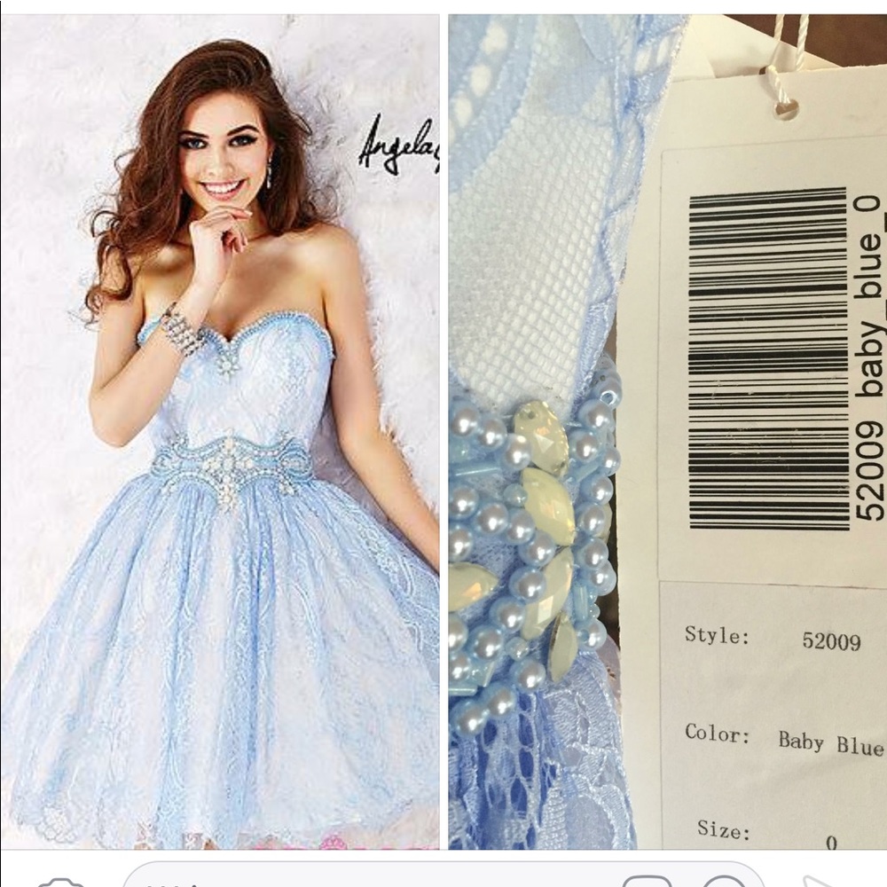 Baby Blue Strapless LaceDress by Angela & Allison